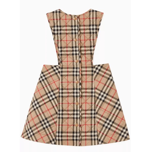Burberry Girls 2T Quilted Archive Beige Vintage Check Diamond  Pattern Dress 2T - Picture 7 of 7